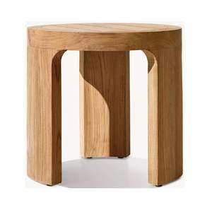 Mesa auxiliar redonda moderna de madera maciza de teca, color natural para jardín, playa, parque, Hotel, exterior, villa, muebles de exterior - Product Image 5