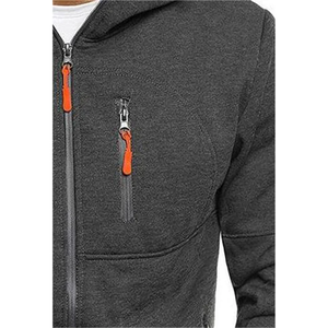 Solid color men's hooded jacket Casual long-sleeved hoodie <b>Zipper</b> Gym sports hoodie Spring Fall - Product Image 4