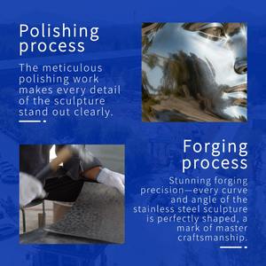 Escultura geométrica única hecha a mano de bronce de acero inoxidable para interiores de lujo-artesanía de metal para - Product Image 4