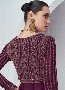 High Quality Women's Designer Faux Georgette Anarkali <b>Suit</b> Attractive Indian Pakistani Traditional Festival Wear with Salwar - Product Image 3