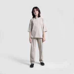 002 Comfy Beige Cotton <b>Shirt</b> Vintage Retro <b>Y2K</b> Style Asymmetrical Collar Button Knitted Short XL for Party Outwear Summer - Product Image 4