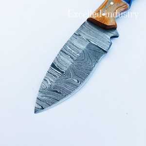 Couteau Skinner en acier damas de 8 "fait à la main manche en bois Pakka avec gaine en cuir gratuit couteau de survie de chasse - Product Image 4