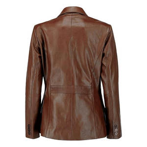 2025 Arrival Women & Men Design Color Block Genuine <b>Leather</b> <b>Jacket</b> <b>Blazer</b> Coat Custom High Quality Winter Stand Collar Wholesale - Product Image 3