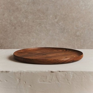 Vaisselle Réutilisable Faite À La Main Restaurant Écologique Rond Acacia Bois Nourriture Snack Canape Assiette En Bois pour Steak Dessert Gâteau Salade - Product Image 3