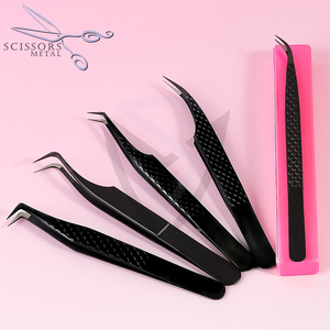 Nouvel ensemble de pinces à extensions de cils en acier inoxydable massif poli argenté, haute qualité, anti-magnétique, avec poignée diamantée - Product Image 6