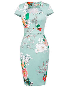 Grace Karin Vintage manica corta in cotone elastan avvolti sui fianchi con <span class=keywords><strong>27</strong></span> motivi abiti aderenti floreali retrò donna - Product Image 4