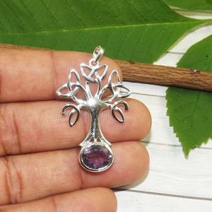 Tendance 925 Sterling Silver Améthyste Gemstone Pendentif Collier Rhodium Plaqué Cadeau De Mariage Bijoux pour Aimés Timbré 925 - Product Image 3