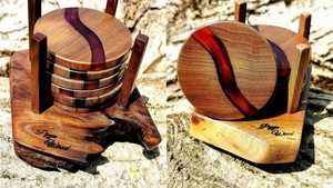 แผ่นรองแก้วไม้สไตล์คลาสสิกสำหรับชาเบียร์กาแฟและเครื่องดื่มถ้วยเรซินอีพ็อกซี่ - Product Image 4