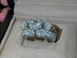 Rose Cut Original Moissanite Diamond Engagement <b>Ring</b> Luxury 925 Sterling Silver Wedding Band for Women Gold Gift for Her - Product Image 6