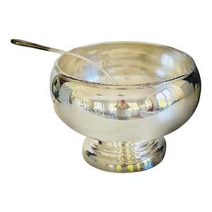 Cuenco de vino y champán de cabeza de ciervo grande decorativo y útil hecho de aluminio niquelado - Product Image 3