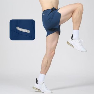 Pantalones cortos para correr para hombre, transpirables, de poliéster, Spandex, elásticos, deportivos, estilo básico, Color sólido, entrenamiento de secado rápido, envío DDP - Product Image 4