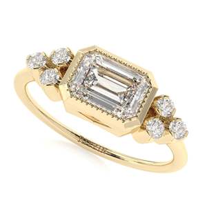 2.00 CT émeraude coupe incolore Moissanite bague de fiançailles, Milgrain Bezel Set Ring, Vintage Art Deco Ring pour les femmes - Product Image 2