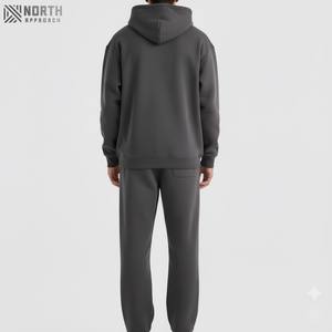 Pull à capuche et pantalon de survêtement imprimé sérigraphié lourd 2 pièces ensemble lavé à l'acide 100% coton éponge surdimensionné survêtement unisexe - Product Image 4