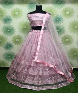 Prix de gros Lourd Georgette Mirrorwork Lahenga Choli Avec Blouse Moderne Style Indien Coton Ethnique Vêtement De Mariage Surat - Product Image 2