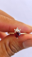 Bague tendance pour femme en argent sterling 925 avec grenat rouge véritable, pierre précieuse naturelle en forme de cœur, pierre de naissance, topaze blanche VVS, pour mariage et fête
