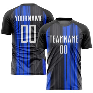 Conjunto de Camiseta de Fútbol Azul y Negra para Hombre, Uniforme Deportivo Personalizado con Nombre y Número del Equipo, Transpirable y Cómodo, OEM ODM al por Mayor - Product Image 2