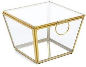 Timeless Brass and Glass Jewelry <b>Box</b> Rectangle Shape with Secure Closures and Vintage Look for Storing Precious Items - Product Image 2