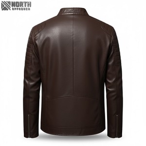 Chaqueta de cuero con cremallera personalizada de alta calidad para hombre, bombardero de invierno de talla grande con decoración bordada, bombardero de suministro directo al por mayor - Product Image 2