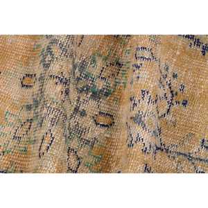 Vintage 1.8x3.8 ft Rug, Small Turkish Rug, <b>Yellow</b> Blue Ikat <b>Wool</b> Rug - Product Image 5