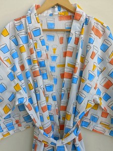 Peignoir Kimono 100% coton de luxe fait à la main du fabricant indien direct peignoir excellente qualité volants respirants au sol - Product Image 4