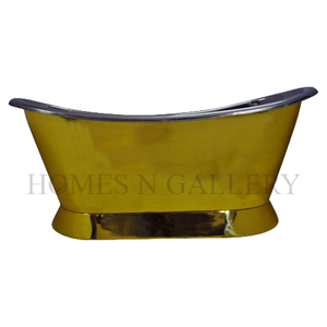 Bañera de baño de cobre puro de color personalizado, diseño ovalado con diseño de latón y acabado de níquel, bañeras de acero inoxidable - Product Image 4
