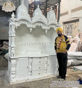 Comprar madera maciza tallada a mano Pooja Ghar Sagwan Templo de madera para el hogar indio teca madera templo fabricado DST decoraciones de boda - Product Image 4