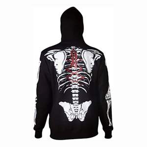 Sudaderas con capucha de algodón y forro polar para hombre, con cremallera completa y diseño de estampado de esqueleto, mangas largas para uso en invierno. - Product Image 5