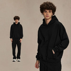 Winter Terry Streetwear Solid Sweatshirt <b>Sweatpants</b> <b>Set</b> for Men Breathable Drawstring Printed Design Custom - Product Image 5