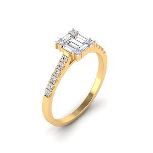 Anillo de Compromiso y Boda Chapado en Oro Puro de Moda, con Diamante Real de Corte Brillante, Joyería de Moda para Mujer, Colección de Regalos para Fiestas - Product Image 3