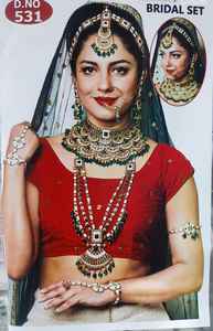 TRADITIONAL & FANCY ANTIQUE DESIGNER BRIDAL JEWELLERY GOLD PLATED <b>and</b> CZ ZIRCON BRIDAL WEDDING <b>NECKLACE</b> <b>SET</b> <b>and</b> FORWOMEN & GIRL - Product Image 3