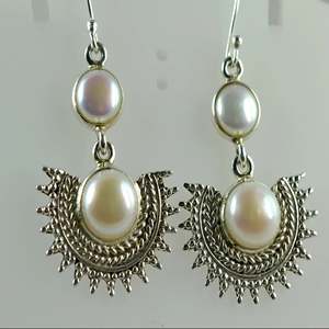 Freshwater White Pearl 925 Sterling Silver <b>Handmade</b> <b>Earrings</b> Boho June Birthstone Jewelry Perfect Birthday Gift for Her - Product Image 3