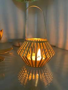 Chandelier fantaisie fait à la main de haute qualité support de noël en métal fer avec placage d'or pour affichage aux chandelles - Product Image 3