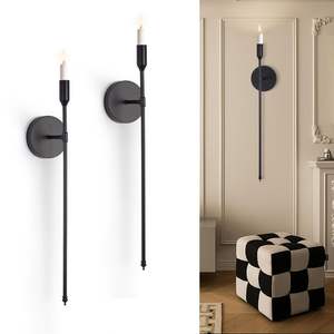 Designer Matte Black Metal Wall Mounted <b>Taper</b> <b>Candle</b> Sconce Holder For Luxury Hotel Home Wedding Interior Decor Bulk Offers - Product Image 2