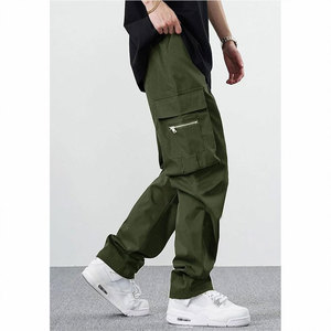 KATBROS INDUSTRY Men's Olive Green 100% Cotton Eco-Friendly <b>Waterproof</b> Breathable Cargo Pants Multiple Pockets Elastic <b>Trousers</b> - Product Image 2