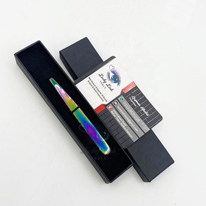 ERT-Rainbow-Pince à sourcils en acier inoxydable avec logo personnalisé, outil de beauté à pointe carrée, volume russe, extension de cils, LUCKY LASH - Product Image 4