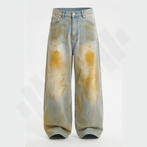กางเกงยีนส์ทรงตรงสไตล์เรโทรใหม่ปี 2025 คุณภาพสูงสำหรับผู้ชาย ใส่ได้ทั้งฤดูหนาวและฤดูร้อน ล้างสีแบบ Stonewashed ซักได้ สไตล์วินเทจ ฮิปฮอป แฟชั่นสตรีท  แบบสั่งทำพิเศษ - Product Image 1