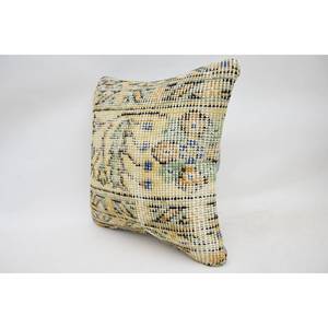 Beige Wool Kantha Patchwork <b>Pillow</b> Luxury 12x12 Inch Woven Throw <b>Pillow</b> Vintage Fluffy Portable for Bedding Floor for Christmas - Product Image 3