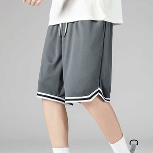 Custom Logo <b>Men's</b> Double Layer Polyester Mesh <b>Shorts</b> with Pockets <b>5</b> <b>Inch</b> <b>Inseam</b> Breathable Solid Pattern Nonwoven Weaving Method - Product Image 2