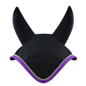 Lightweight breathable crochet ear bonnet washable horse <b>fly</b> veil comfortable fit High quality equestrian gear bonnet by LCI - Product Image 5