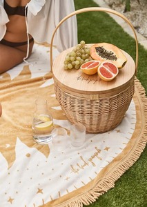 2023 panier de pique-nique en rotin en osier tissé à la main isolé modèle chaud avec couvercle en bois paniers de rangement utiles 4e génération - Product Image 6