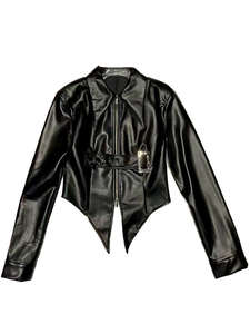 แจ็คเก็ตหนังผู้ชายขายดี รุ่นใหม่ แฟชั่นกันลม คอตั้ง โลโก้ด้านหน้า คุณภาพสูง - Product Image 2