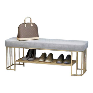 Iron Frame Convertible Shoe Rack with Durable Fabric-Covered <b>Seat</b> Extendable Modern Living Room Furniture-KG68039 - Product Image 1