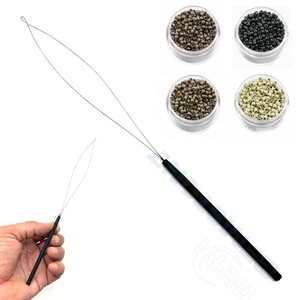 Matt Black Hair <b>Extension</b> Loop Tool Set Stainless Steel Pulling Needle with Anti-Slip Handle for Micro Ring & <b>Bead</b> <b>Extensions</b> - Product Image 4