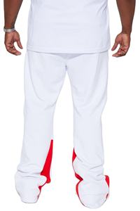 Customized Logo Patchwork Joggers 100% Cotton Terry Flare Sweatpants for <b>Men</b> Streetwear Stacked <b>White</b> <b>Pant</b> Legs - Product Image 3