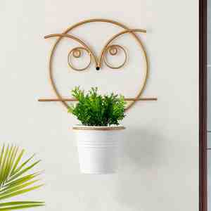 Maceta de pared de búho enojado, maceta de Metal colgante decorativa con acabado dorado para uso en jardín interior y exterior, diseño inspirado en animales - Product Image 5