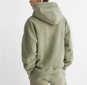 Sweat-shirts à capuche pour hommes de haute qualité, effet délavé à l'acide, en tissu crocheté imprimé, coupe-vent avec poche, style vintage délavé à l'acide - Product Image 3