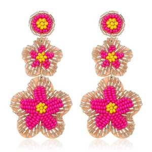 Conjunto de pendientes de cuentas de cristal de estilo americano europeo, tachuelas DE BODA bohemias occidentales verdes y rosas, ropa de fiesta Unisex de estilo clásico dorado - Product Image 6