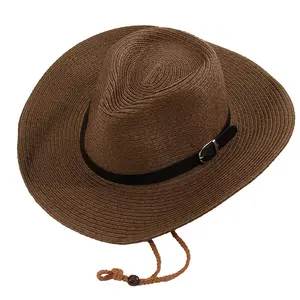 Cappello da Cowboy in pelle stile occidentale con pizzico sul davanti cappello in pelle da Cowboy sfuso Logo completamente personalizzato