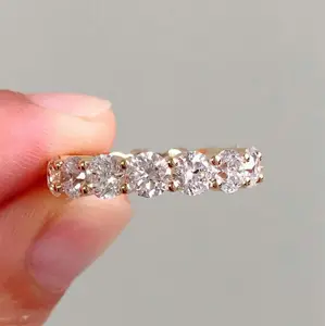 Indah dirancang besar zirkon berlian cincin bertatahkan emas berlapis 925 perak murni perhiasan pernyataan jumlah grosir