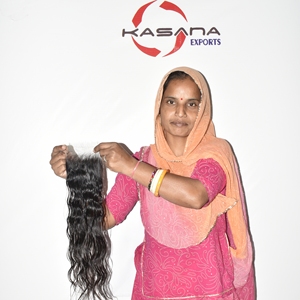 Extensions de cheveux humains Remy à clips 4x4 HD, couleur naturelle, 100% cheveux indiens bruts, cuticules alignées, double trame tissée à la machine - Product Image 5
